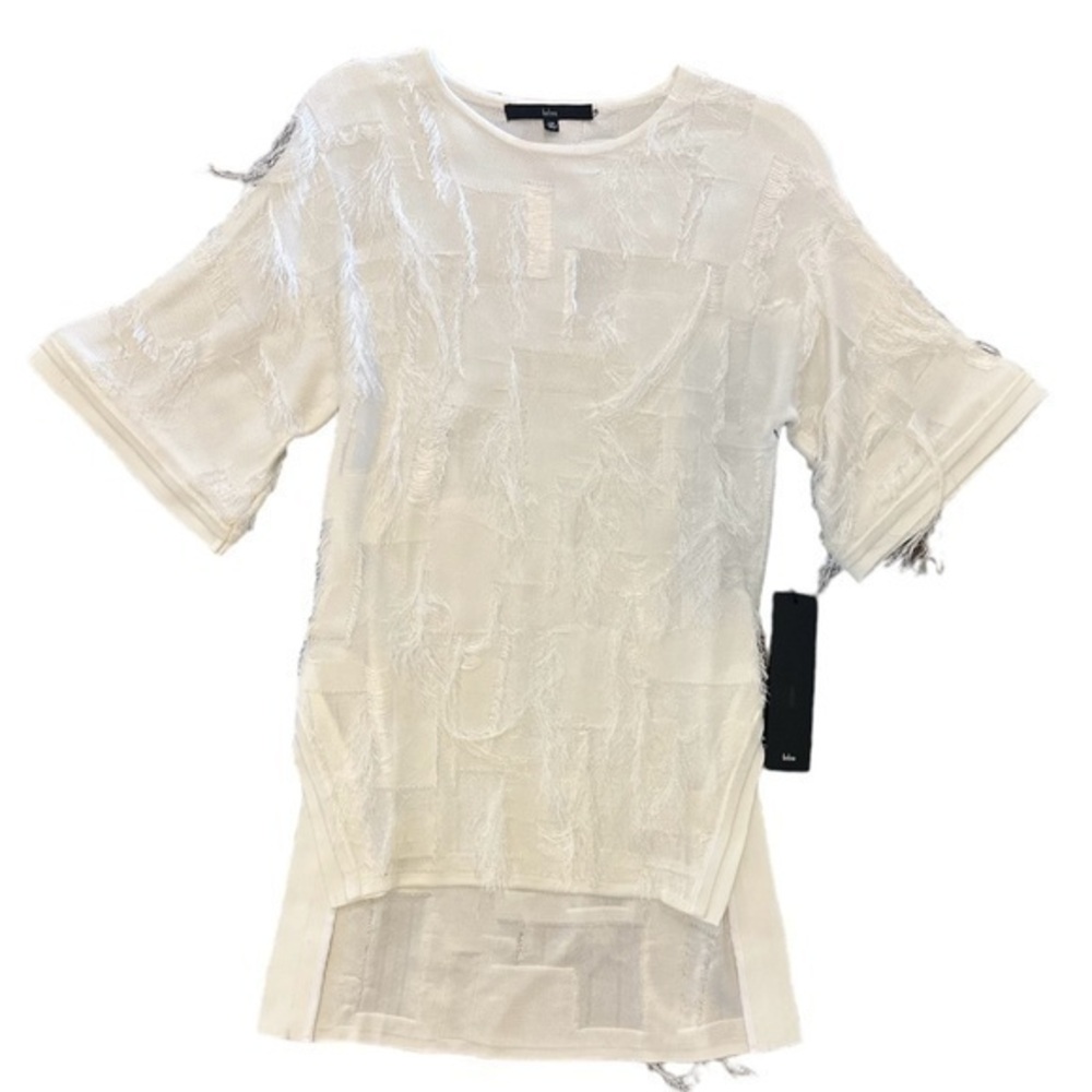 Behno White Fringe Knit Sacha Top NWT Size XS
